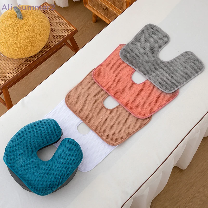 

{MX} U-Shaped Facial Pillow Cover Soft Coral Fleece Head Pad Towels Thickened Headrest Cushion Beauty SPA Massage Supplies
