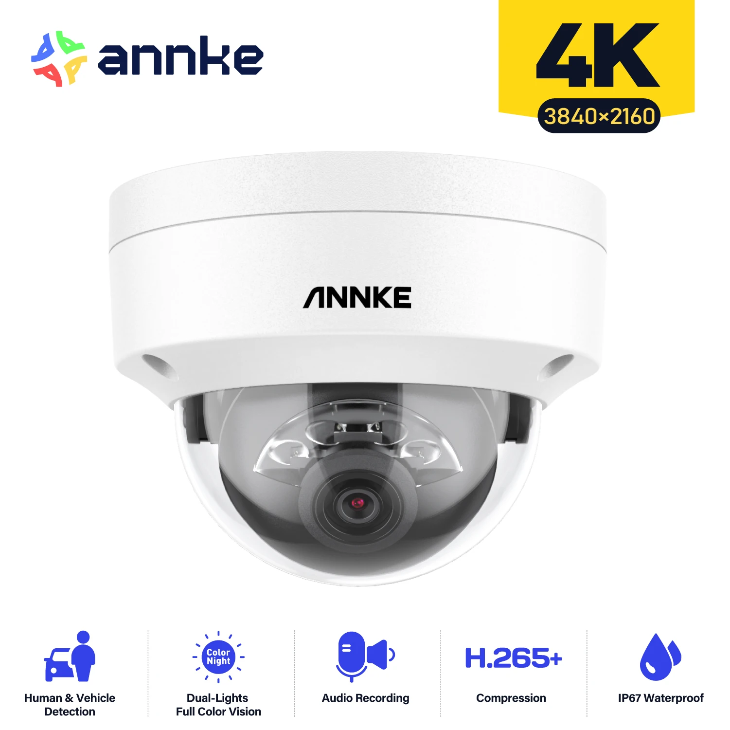 ANNKE C800 4K PoE Security Camera Outdoor IK10 8MP Smart Dual Light Built-in Mic Video Surveillance IP Security Camera