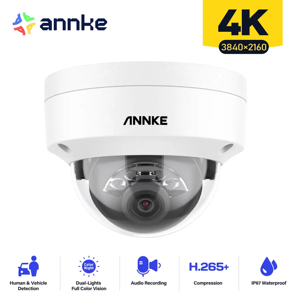 Annke 4K PoE Outdoor Security Camera, 8MP with Dual Light & 30M Night Vision