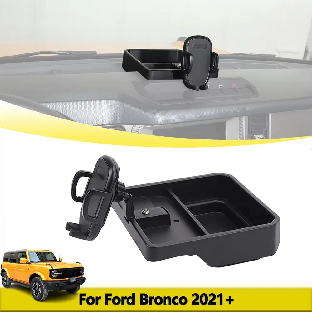 

Center Console Phone Holder Dashboard Storage Box Organizer Tray For Ford Bronco 2021-2024 2025 Car Brasket Interior Accessories