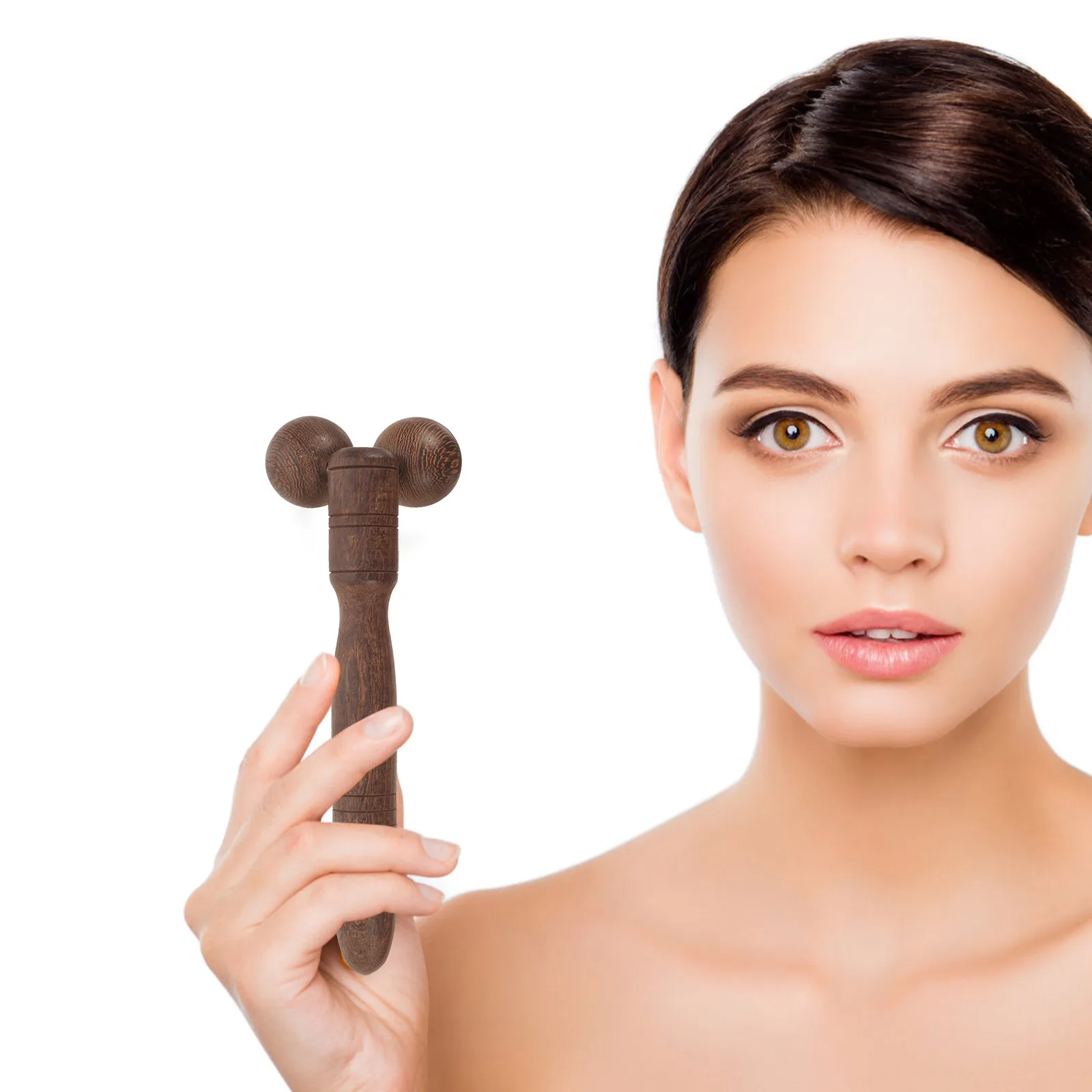 Chicken Wing Wood Face Massager Roller - Gezichtsmassagehulpmiddel voor huidverstrakking Draagbare natuurlijke houten roller voor dagelijkse verzorging