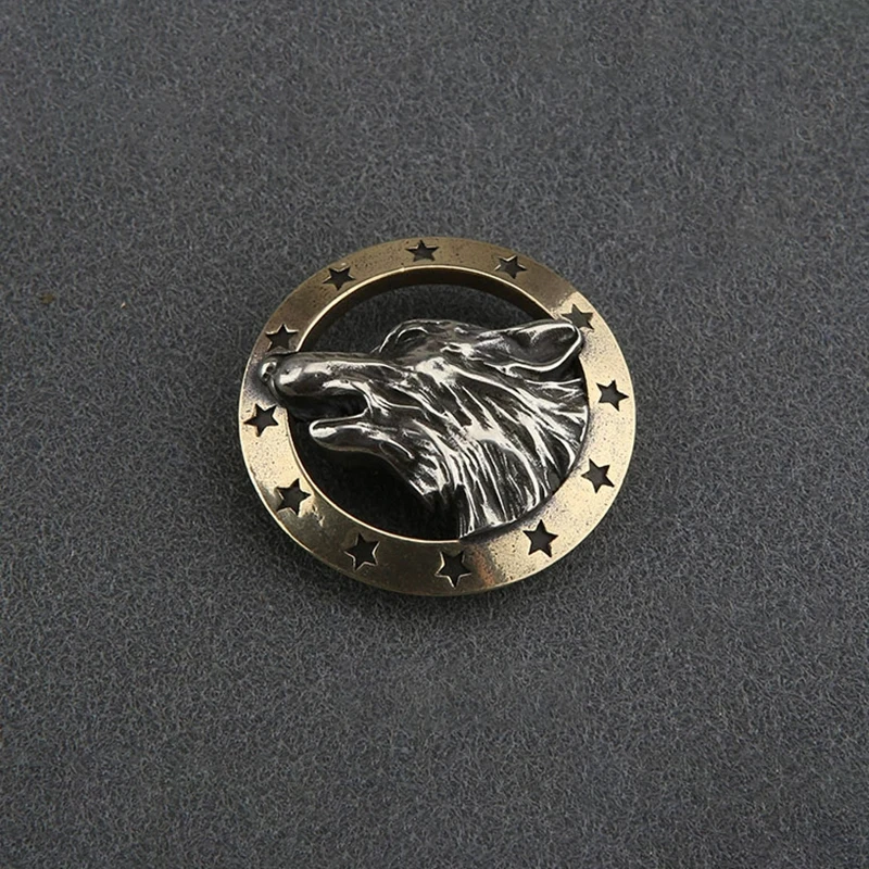 Brass Hollow Out Wolf Head Conchos Screw Back Leather Crafting Decoration For Belt Wallet Saddle Leathercraft Accessories