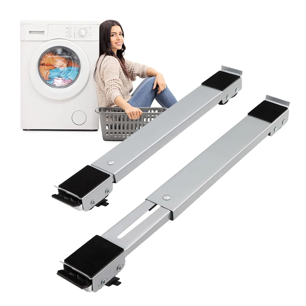 Extendable Furniture Appliances Rollers, Mover Tools for Moving | 24 Roller & Brake Equipment for Heavy Washing Machine