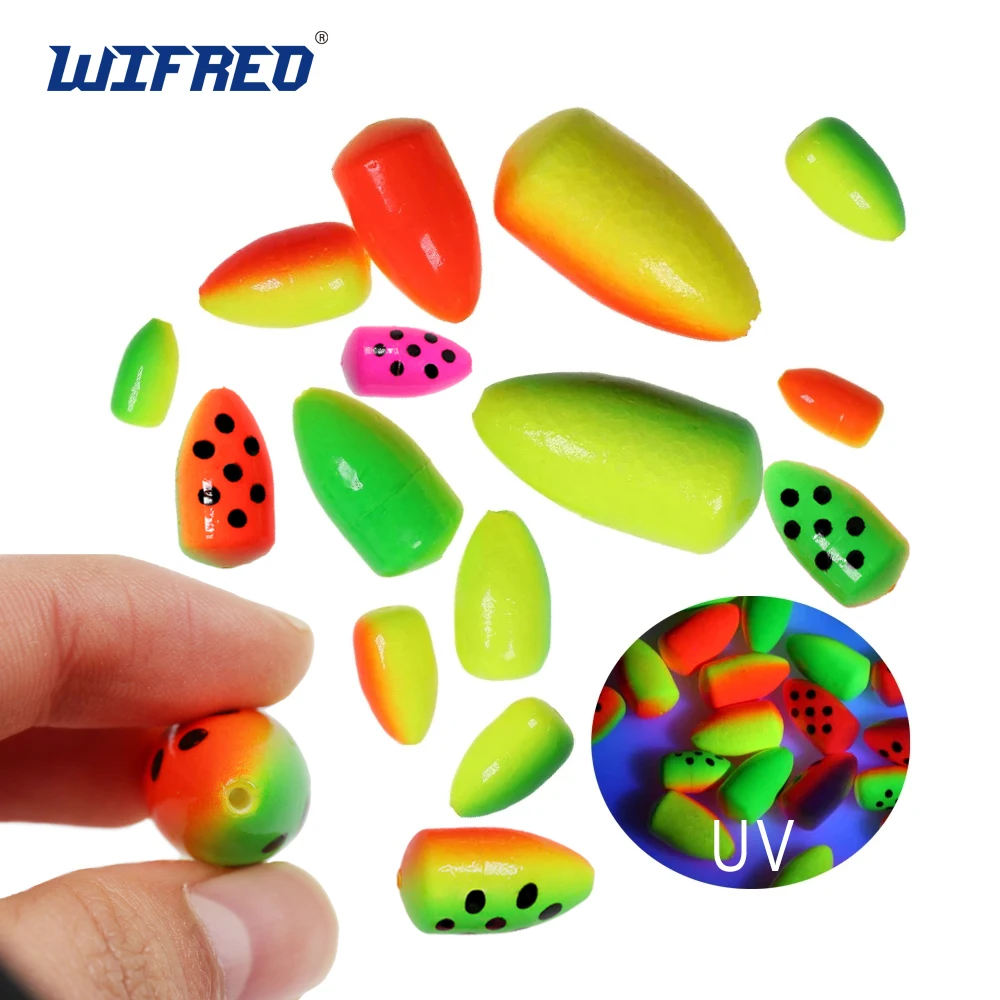 Wifreo 10PCS Oval UV Foam Floats Trout Fly Fishing Indicator Bobbers for Pompano Walleye Catfish Live Bait Rigs Float Red Yellow