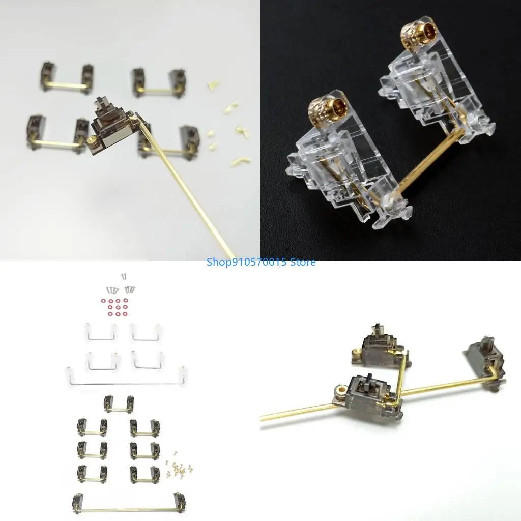 B95C Transparent Black Gold Plated PCB Screw-in V2 Stabilizer for Mechanical Keyboard