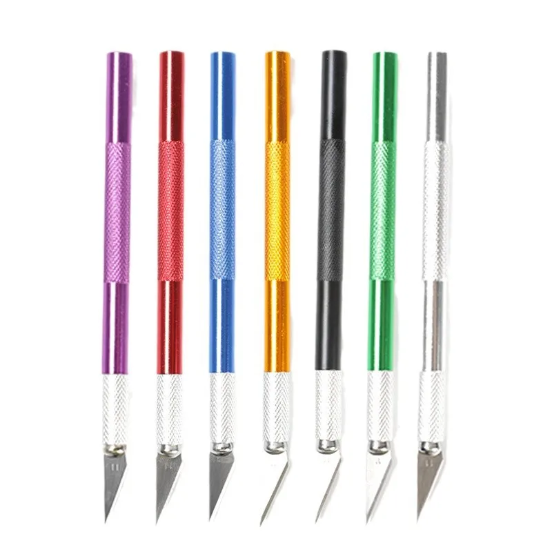 FYIF النقش القاطع مع 5 قطعة شفرة مقبض معدني الحرفية نحت النحت ورقة عدم الانزلاق سكين DIY بها بنفسك إصلاح أدوات جلدية اليد #1