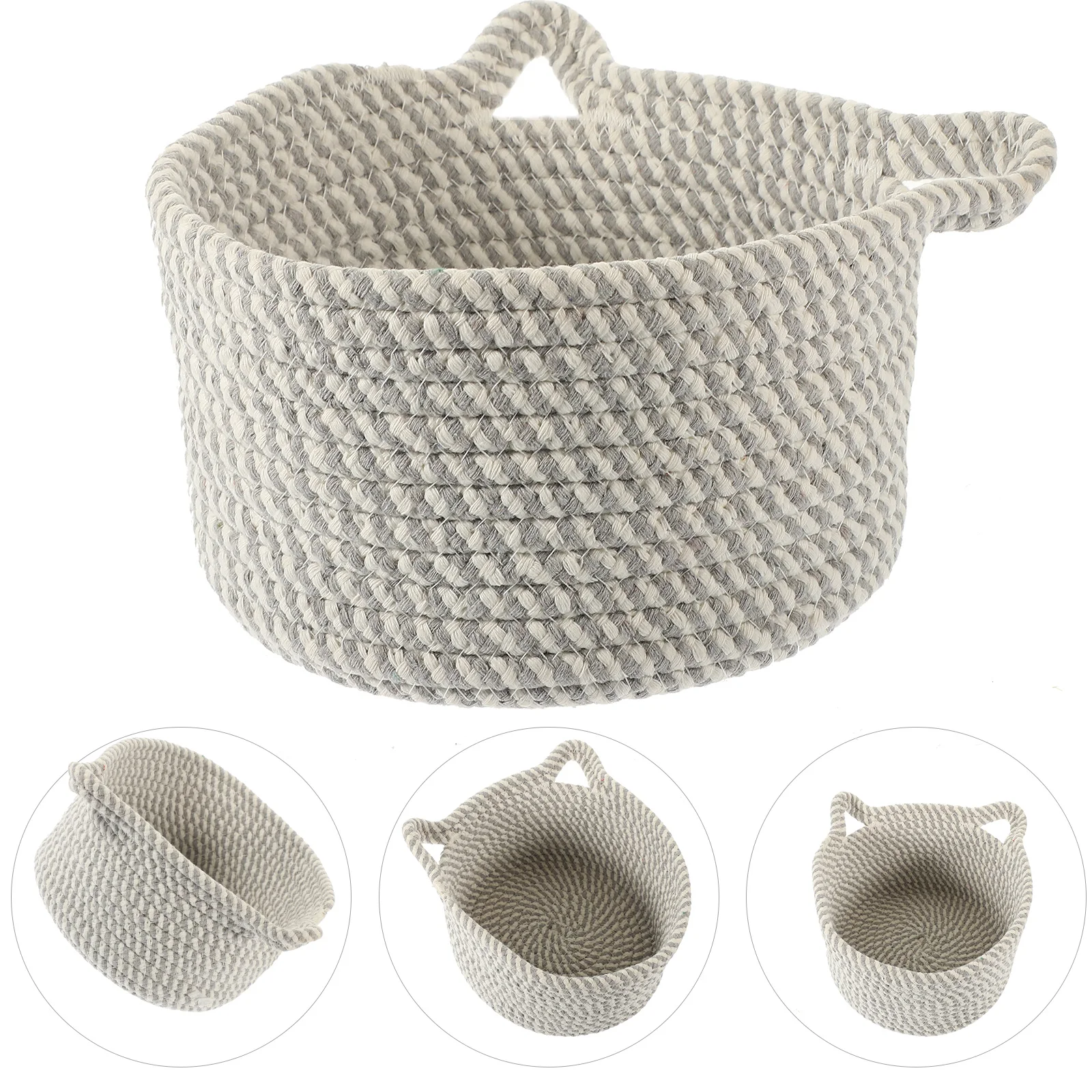 

1 Cotton Woven Basket Cat Ear Box Medium Gray Desktop Woven Storage Baskets ganizer Storage Baskets Sundries Container