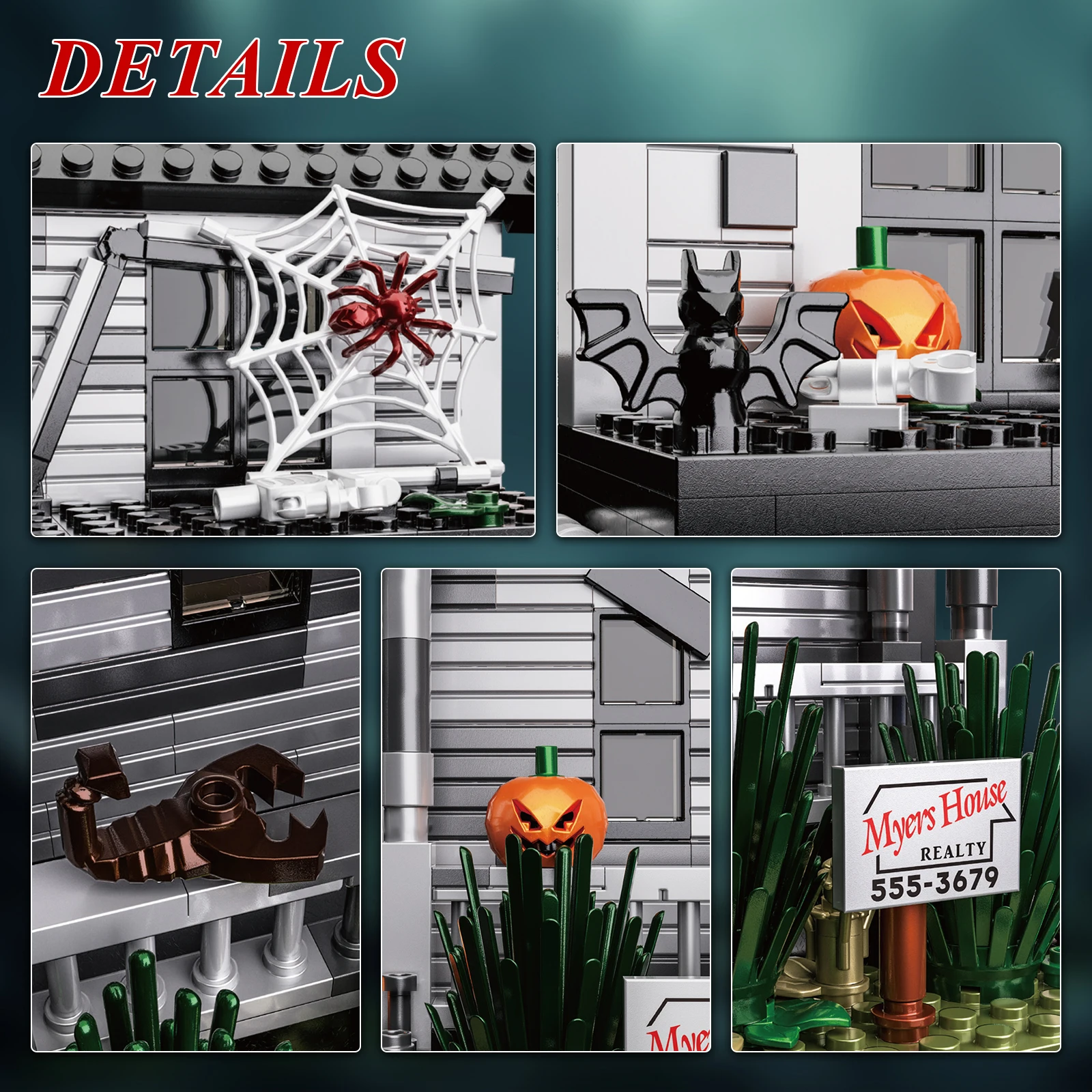 House Building Blocks Model Horror Movie Iconic Architecture Halloween Home Decor Desktop Ornament Collectible Display Gift for Adults