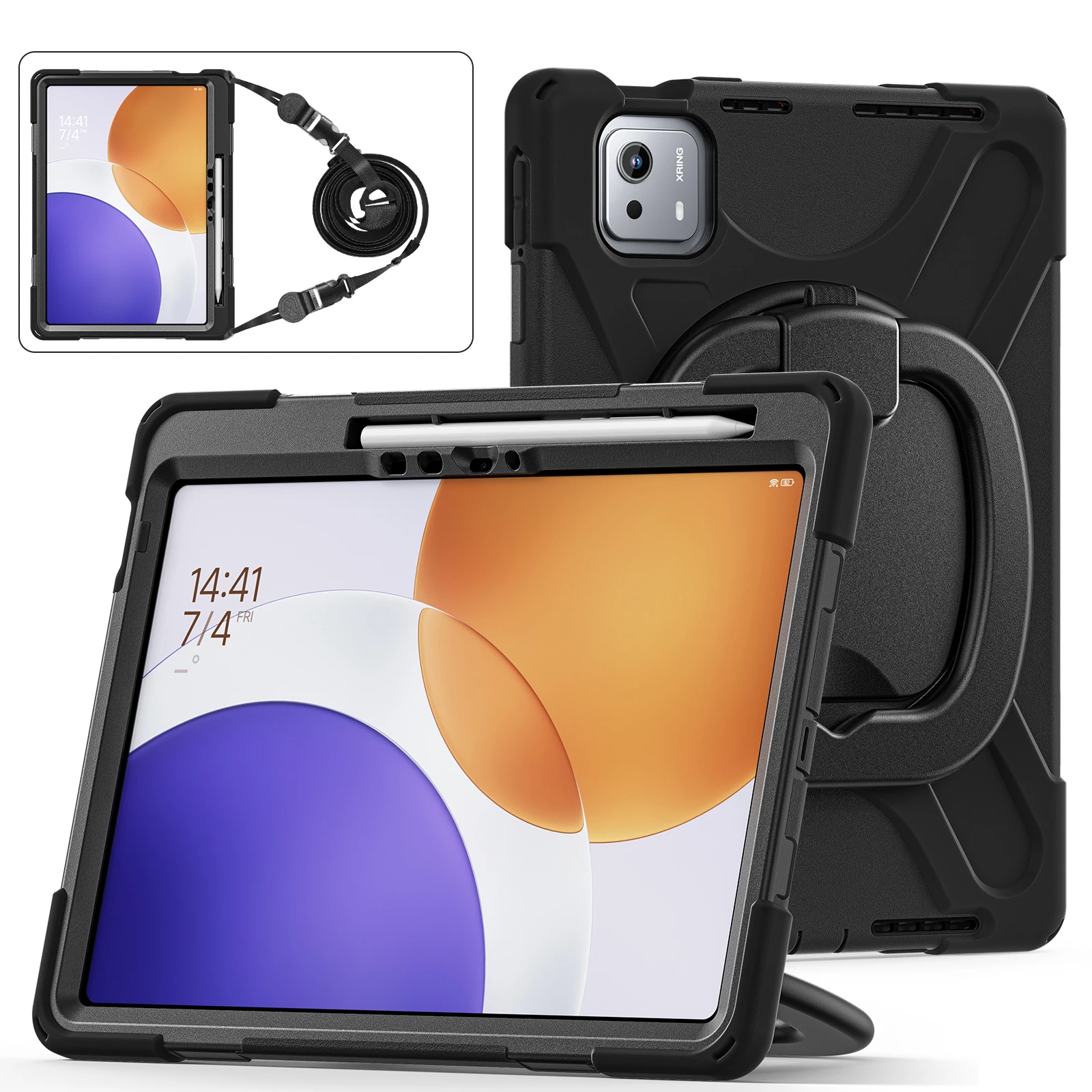 Stand Armor Case Universal For Xiaomi Pad 7S Pro 12.5 2025 6S Pro 12.4 2024 24018RPACG 360 Rotating Handle Grip Heavy Duty Cover