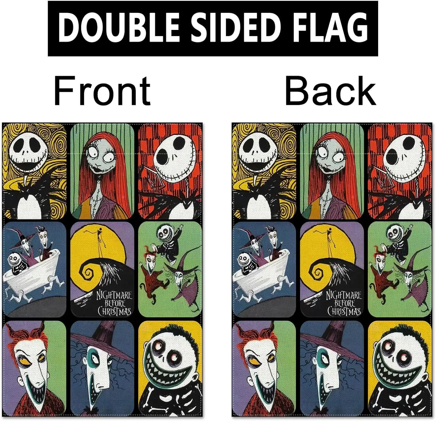 Vohado Nightmare Before Christmas Garden Flag Jack and Sally Halloween Party Decoration Double Sized Yard Sign Outdoor Decor