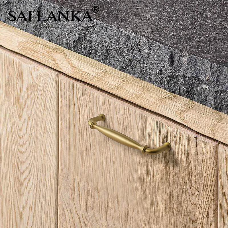 SAILANKA Brass Kitchen Handle Retro Light Luxury Cupboard Wardrobe Furniture Handle Armario Drawer Pull European Modern Hardware