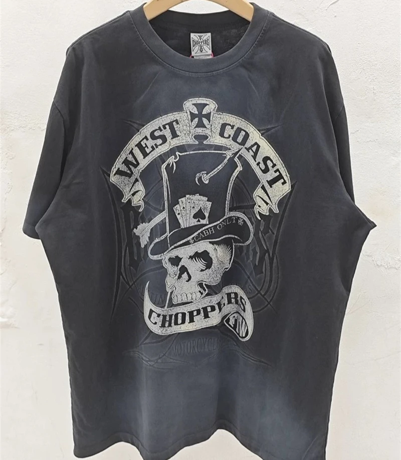 Black Washed West Coast Choppers Tshirts Men Women Hip Hop Oversized T Shirt