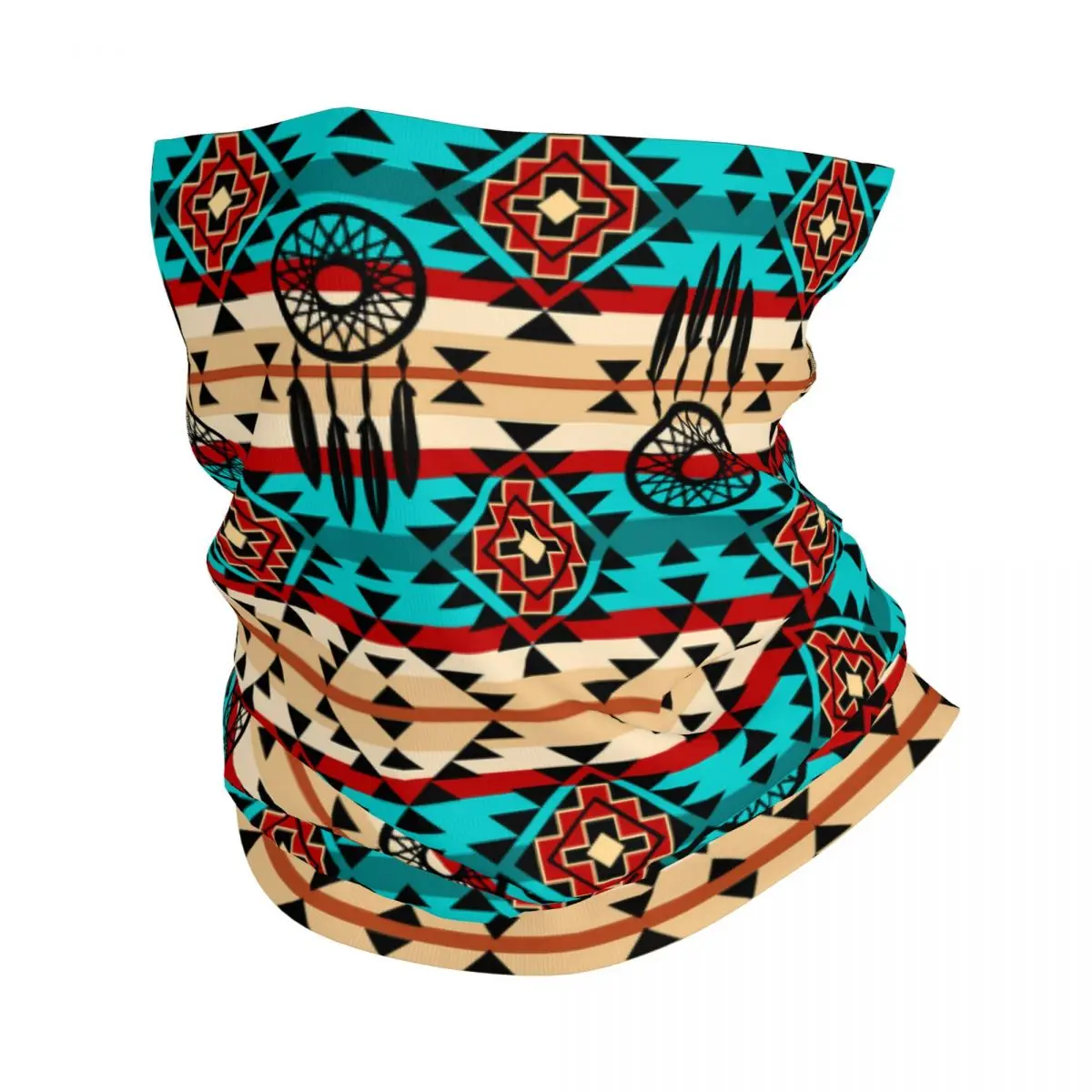 Native American Southwest Ethnic Aztec Geometric Print Bandana Neck Warmer Women Men Winter Ski Tube Scarf Gaiter Face Cover