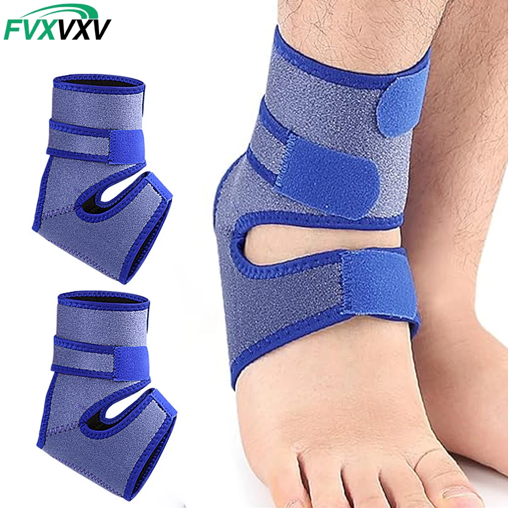 2PCS Ankle Compression Sleeve with Silicone Heel Pad - Ankle Brace for Sprains, Foot Fatigue, Post Surgery, Plantar Fasciitis