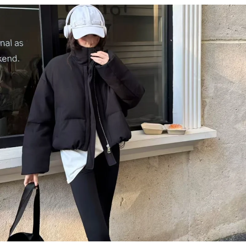 여성용 숏 다운 재킷 2025 겨울 패션 출퇴근 스타일 우아한 두꺼운 다용도 슬림 따뜻한 코트 트렌디
