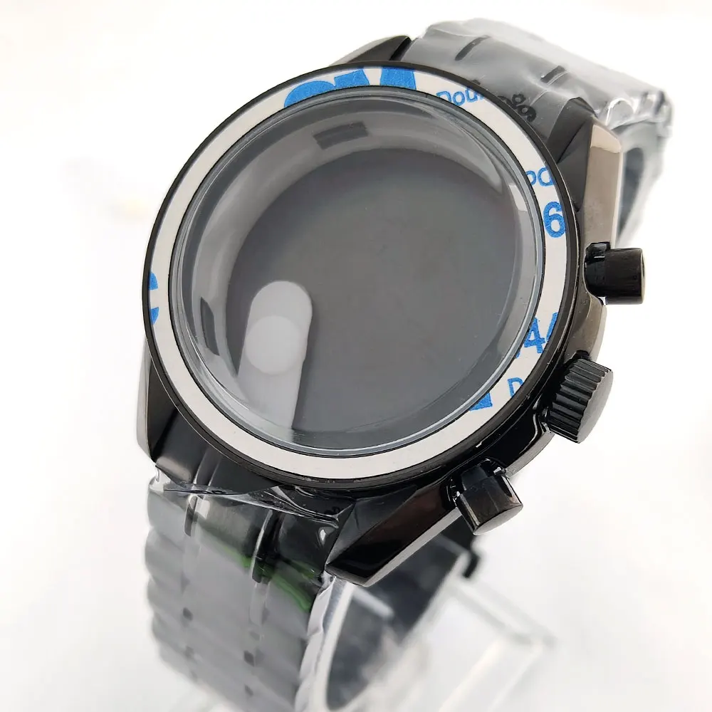 Vk63 Case Black Case strap 40mm case Stainless Steel Case Japanese Quartz Timing Case Suitable for Vk63 Movement Watch Accessori