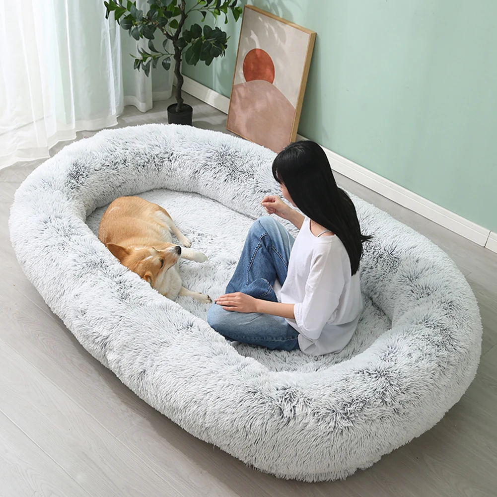 Human Dog Bed for Adults, Sofa Basket Long Plush Human Size Dog Bed, Removable Cover, Washable, Waterproof, For Humans Nap