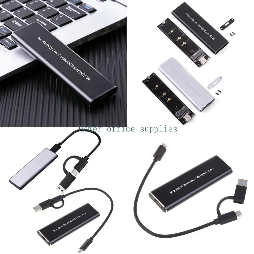 

K43B for M.2 Hard Drive Box Dual External for Case Hard Disk USB3.1 Type C Adapter for SATA NVME Laptop Phone