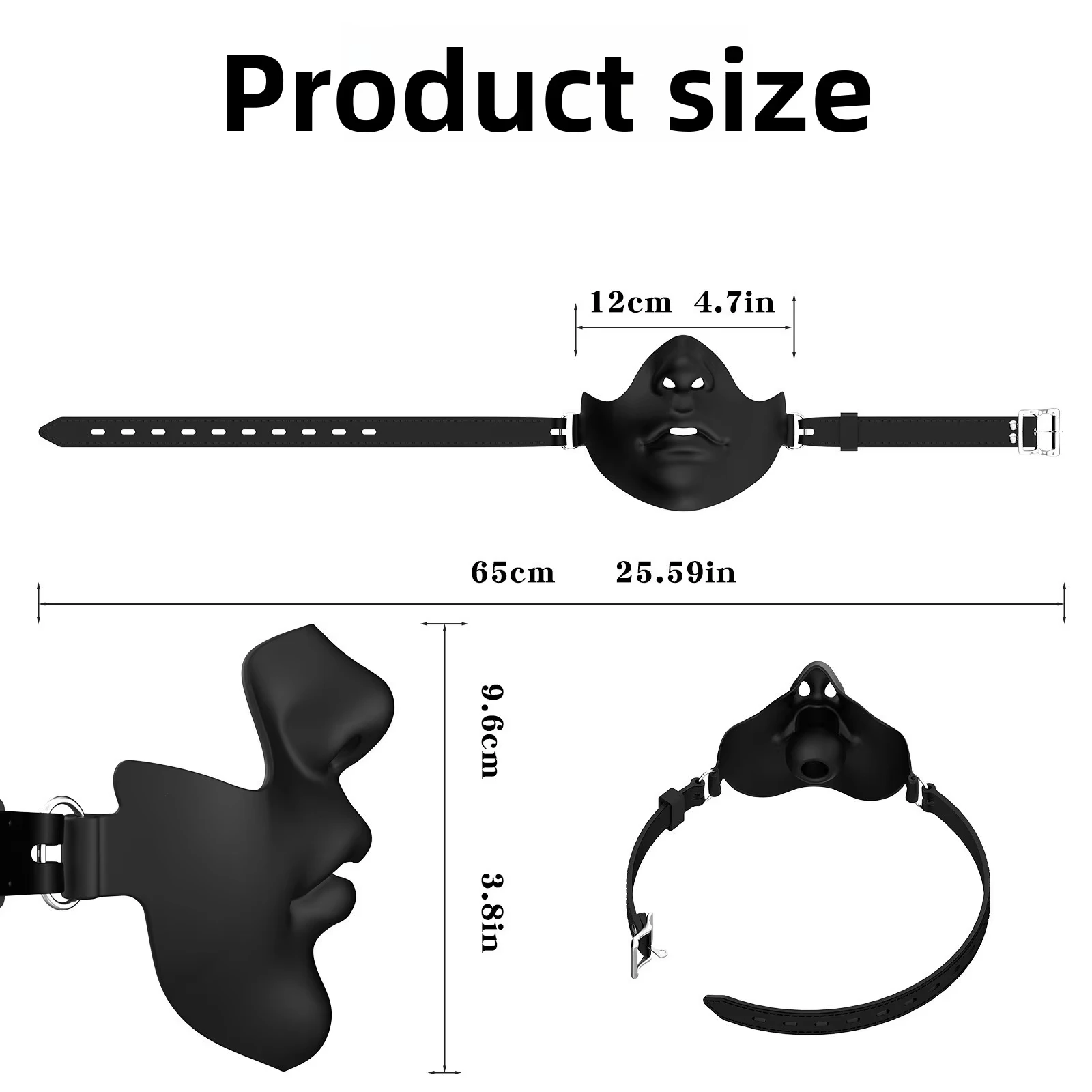 Silicone Half Face Mask Mouth Gag Breathable Oral Plug Adjustable PU Strap Bondage Accessories Washable Couples Role Play Toy view 2