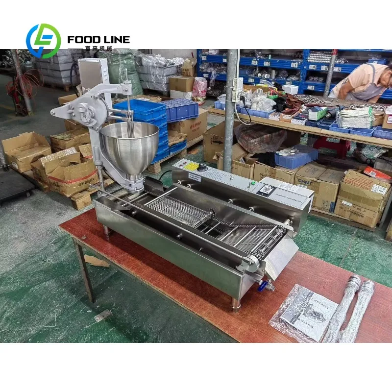 customized donut processor doughnut deep fryer batter mixing stainless steel steady output for bakery cafe preparation area