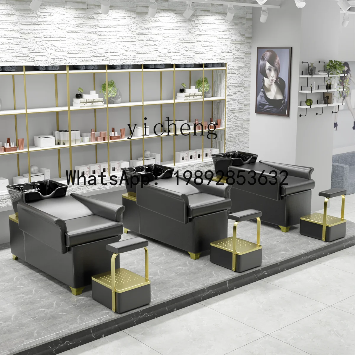 H2 이발소 샴푸대, 미용실용 특수 세라믹 세면대, 반쯤 눕는 플러시형