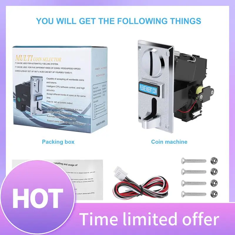 ABFN-Durable Programable Plastic Multi Coin Acceptor Electronic Roll Down Coin Acceptor Selector Mechanism Side Coin Selector