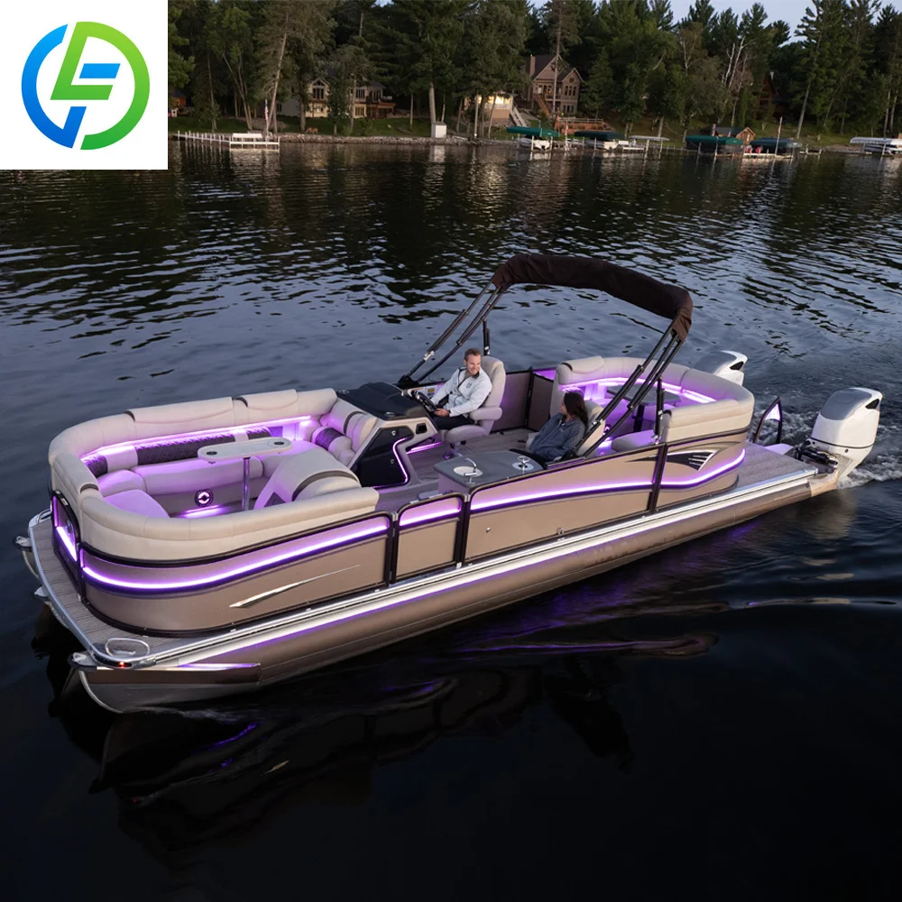 FL Customized Wholesale Luxury Sport Yacht 25/26/27/28/29 Ft Outboard Engine Combo Set 5.8m Pontoon Boat Fishing Floating
