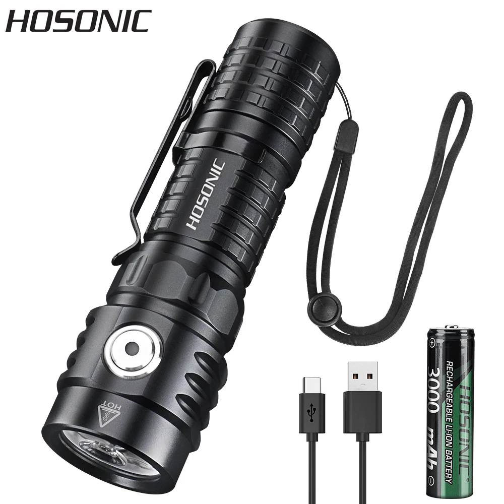 HOSONIC EC11 EDC Flashlight 351D LED 1975LM Super Bright Pocket Torch Type-c Rechargeable IP68 Waterproof Lantern with Magnet