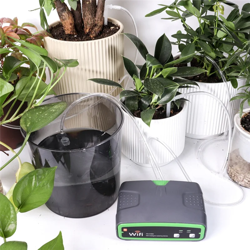 ABKJ-Tuya Wifi Máquina de rega com bomba dupla Sistema automático de irrigação por micro-gotejamento Sistema de controle de plantas