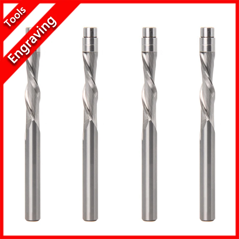 Solid Carbide Down Cut Bearing 2 Flutes Flush Trim Router Bits Woodworking Milling Cutters End Mill 6*25*75