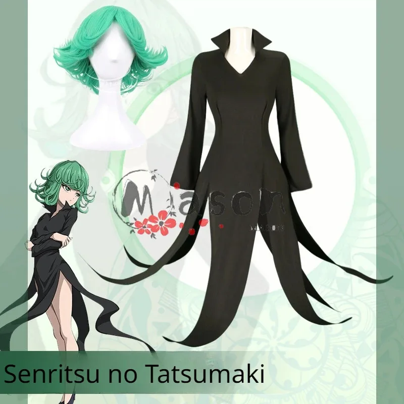 

One Punch Man Tornado of Terror Senritsu No Tatsumaki Косплей Костюм Парик Черное Платье Женщины Девушка Наряд Хэллоуин Дети Взрослый