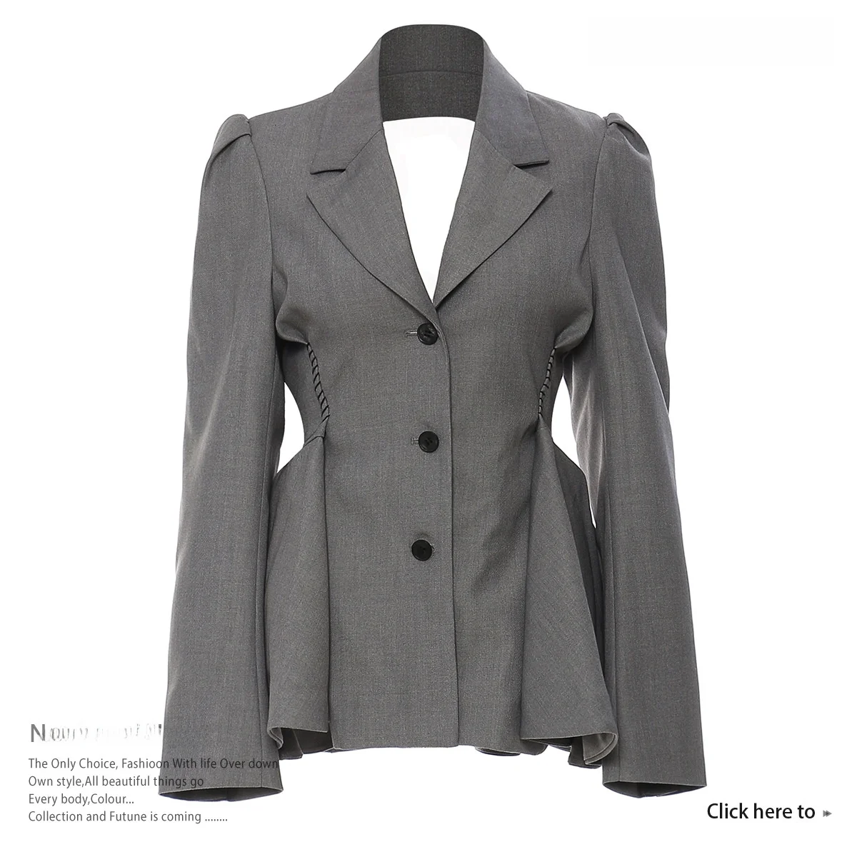 Retro Sexy Backless Long Sleeve Suit Jacket Women's Autumn Winter  Style Pleated Hem Slimming Waistcoat Casual Wear