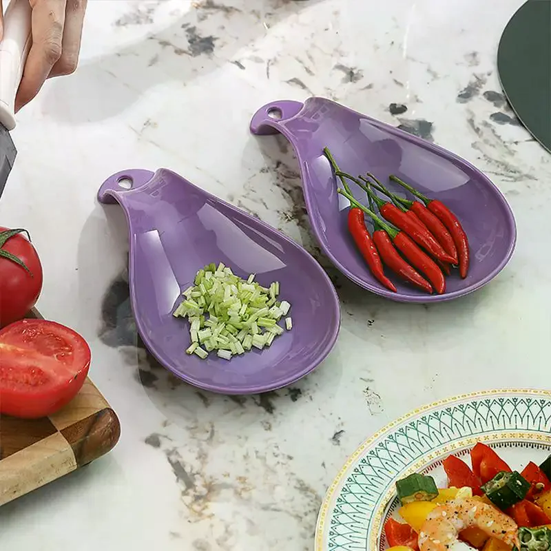 Spoon Rest Large Ceramic Spoon Holder Heat-Resistant Cooking Spoon Rest Coffee Spoon Holder Dishwasher Safe Ceramic Spoon Rest