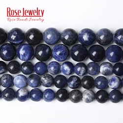 Natural Stone Deep Blue Sodalite Round Loose Beads 15