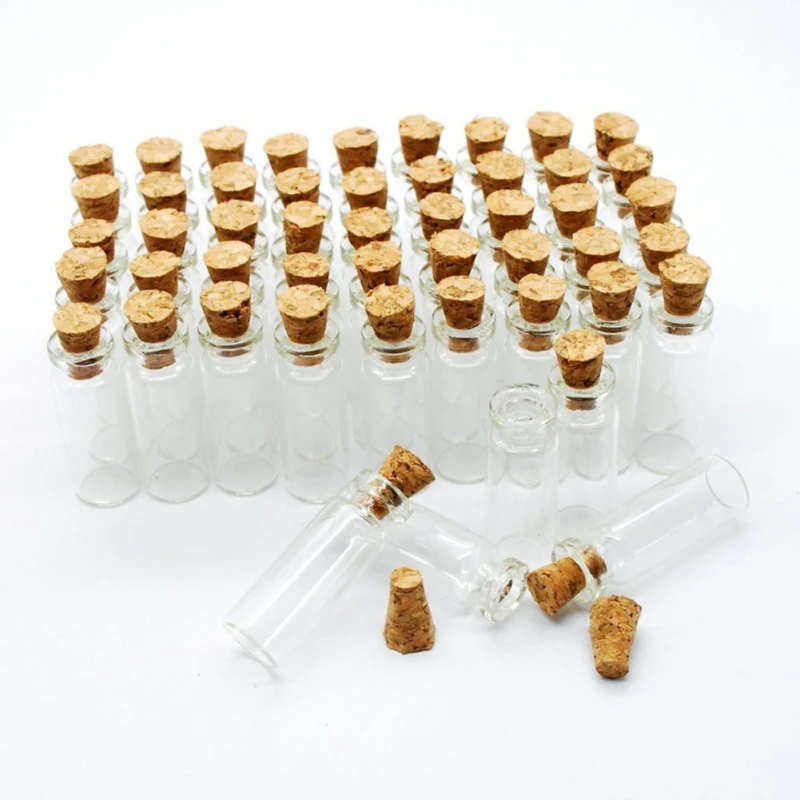 10/20/30PC Small Glass Bottles with Cork Stoppers Mini Glass Vials Cork Transparent Wishing Bottles Storage Candy Jars DIY Decor