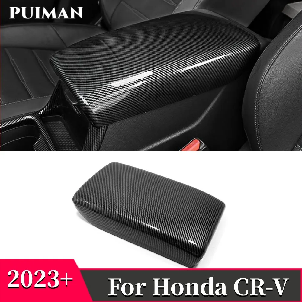 

For Honda C-RV CRV 2023 2024 ABS Carbon fibre Wood grain Car Center Console Armrest Storage Box Decorative Sticker Cover 1 PCS