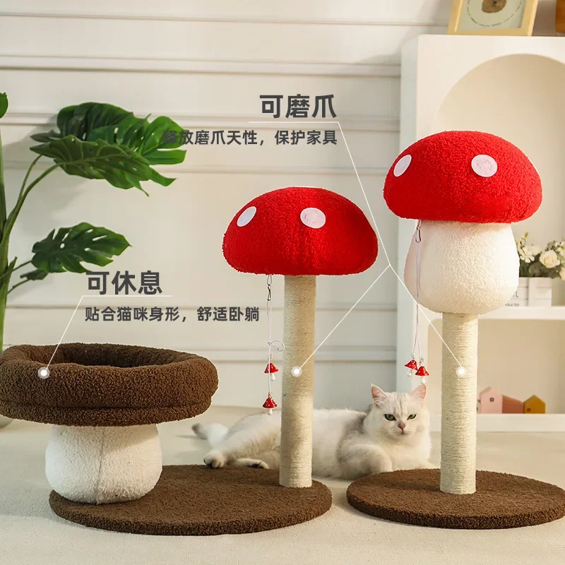 Red Mushroom Climbing Frame Sisal Hemp Grinding Claw Cat Climbing Column Vertical Cat Scratch Board Cat Toy