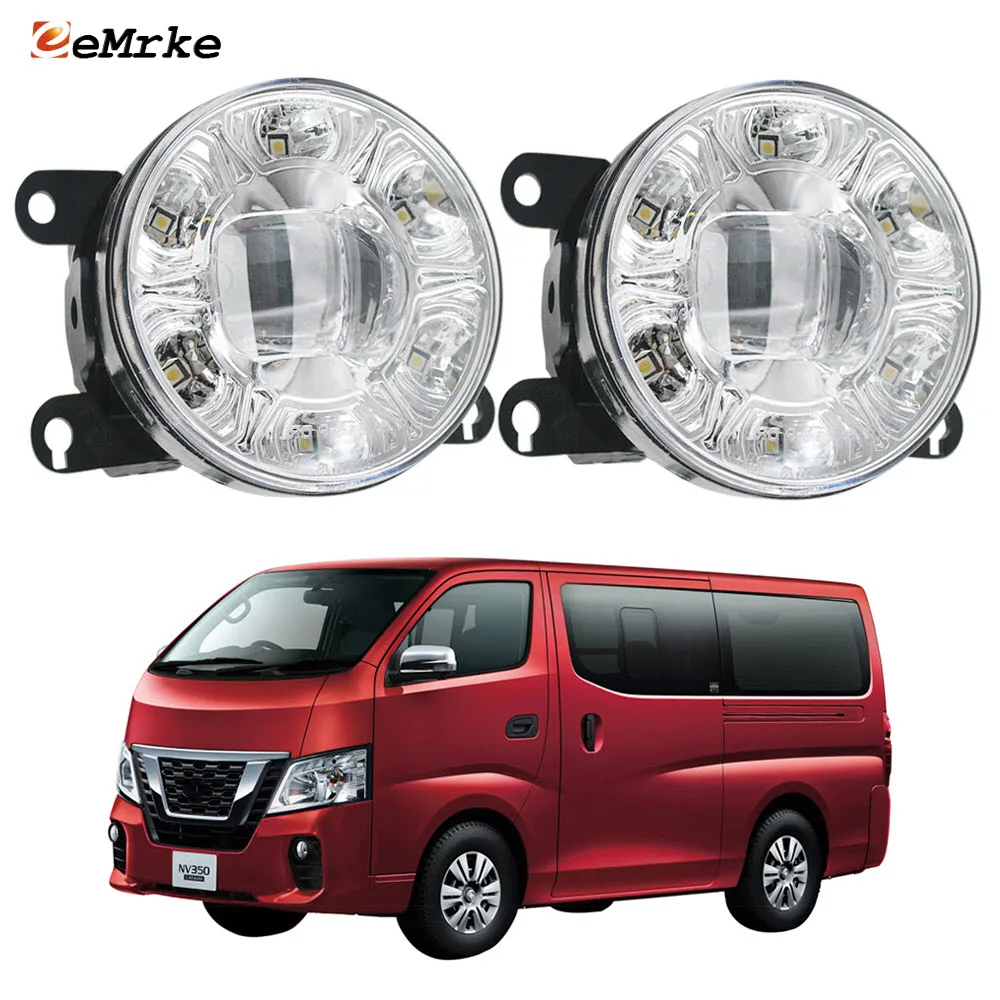 

1 пара светодиодных фар DRL + противотуманные фары в сборе для Nissan NV350 Urvan Caravan Isuzu Como 2018 2019 2020 2021 Автомобильная фара PTF с прозрачными линзами