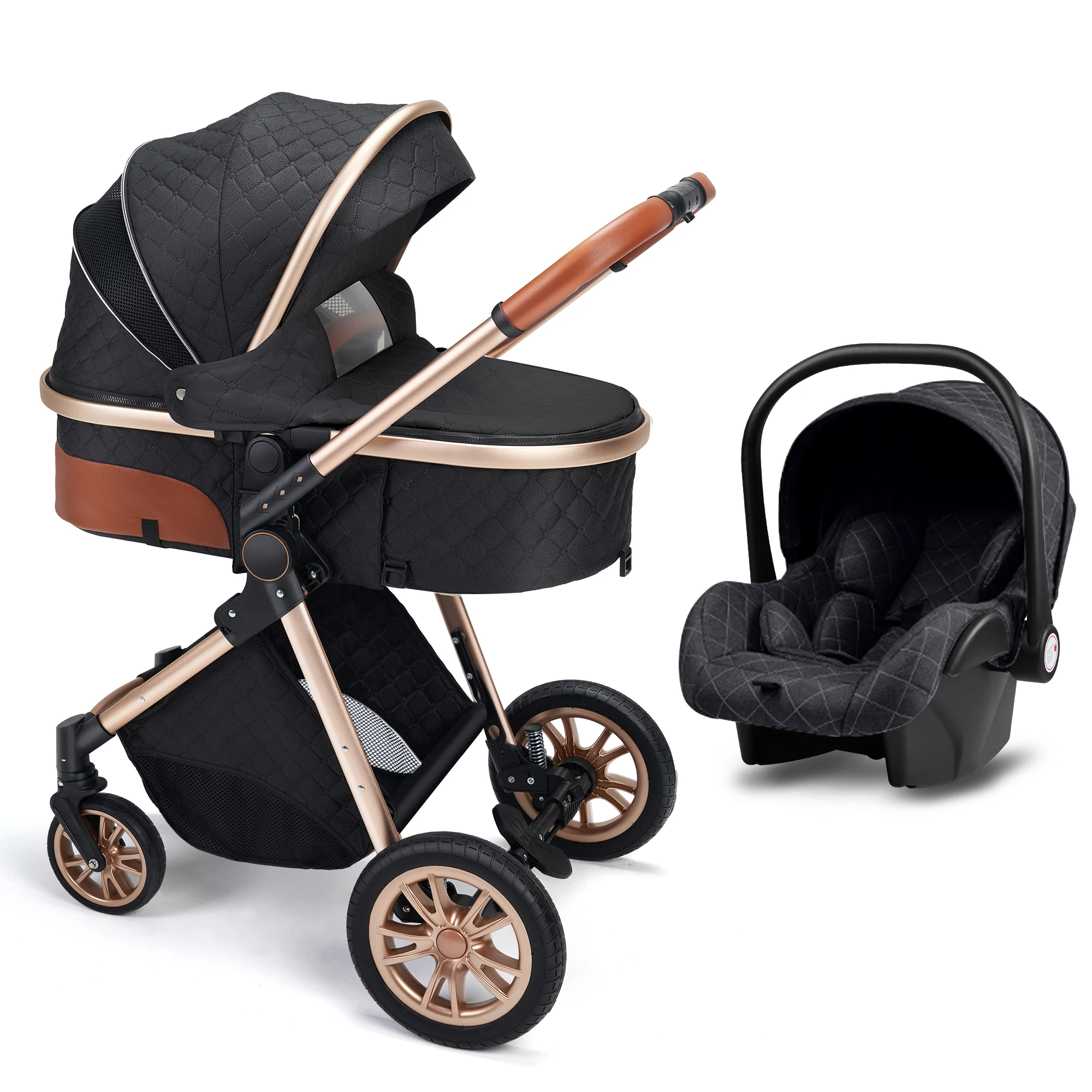 

3-in-1 Premium Stroller: A Reversible Seat High Landscape Pram with Sleek, Folding Design