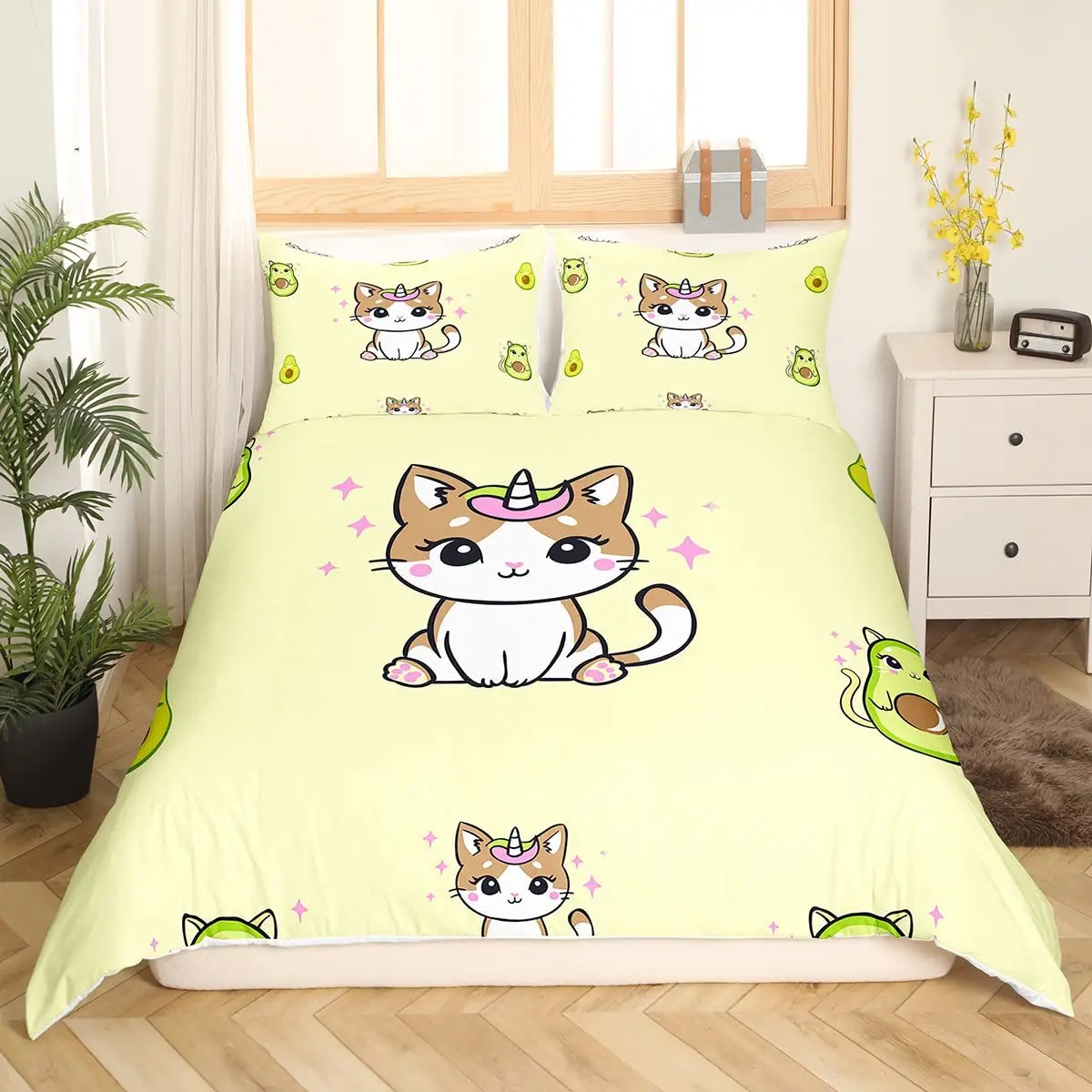 

Cartoon Cat Duvet Cover Set Cute Unicorn Cat Bedding Set For Kids Boys Girls Animal Themed Comforter Cover Kawaii Quilt Cover