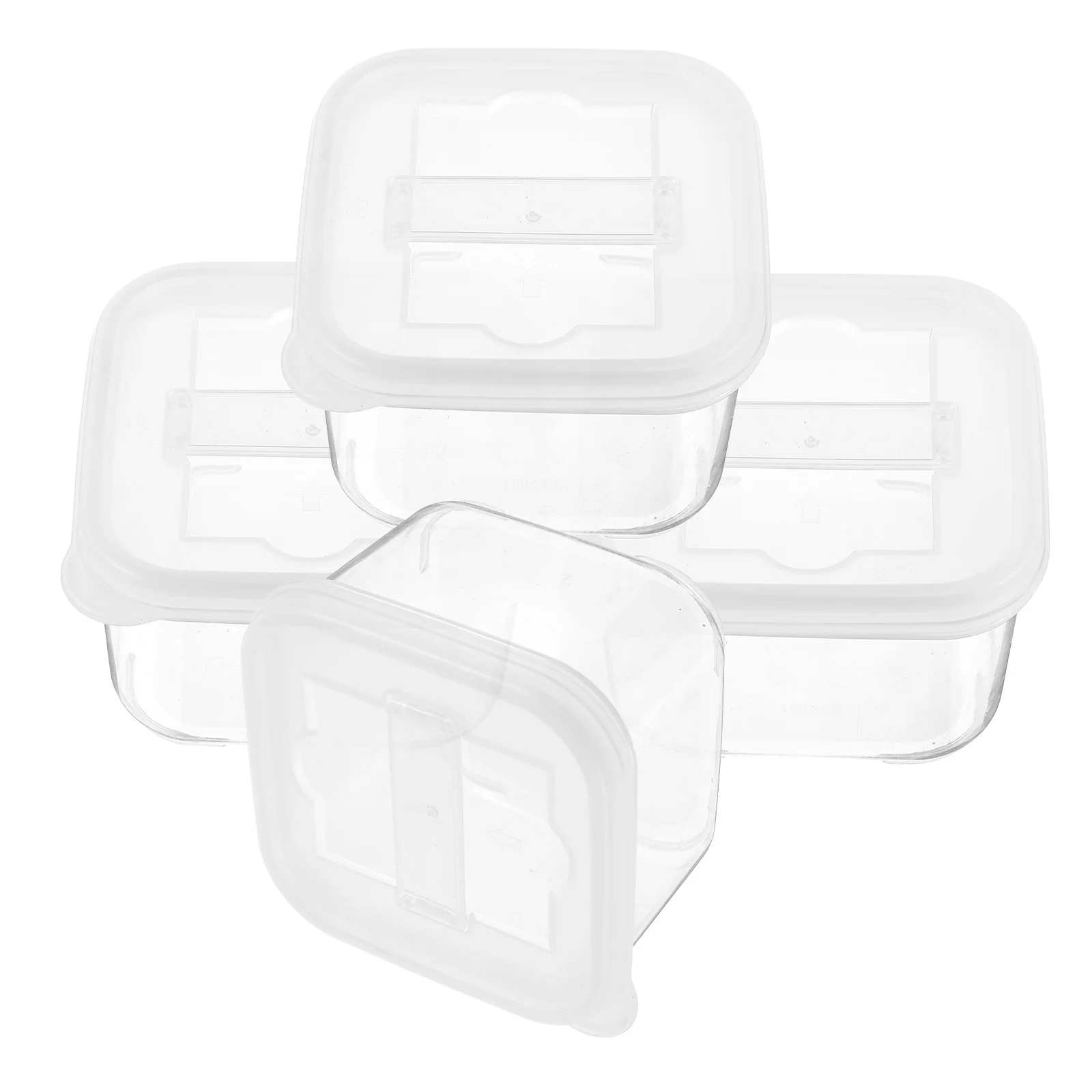 

4 Pcs Condiment Sample Box Food Containers Rectangular Storage with Lids Plastic Fridge Organizers