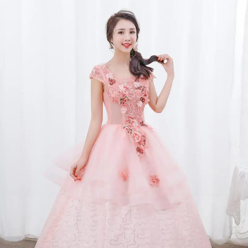 Vestido De quinceañeras sin mangas, traje De tul con lentejuelas rosas, cuello redondo, hecho a medida, novedad