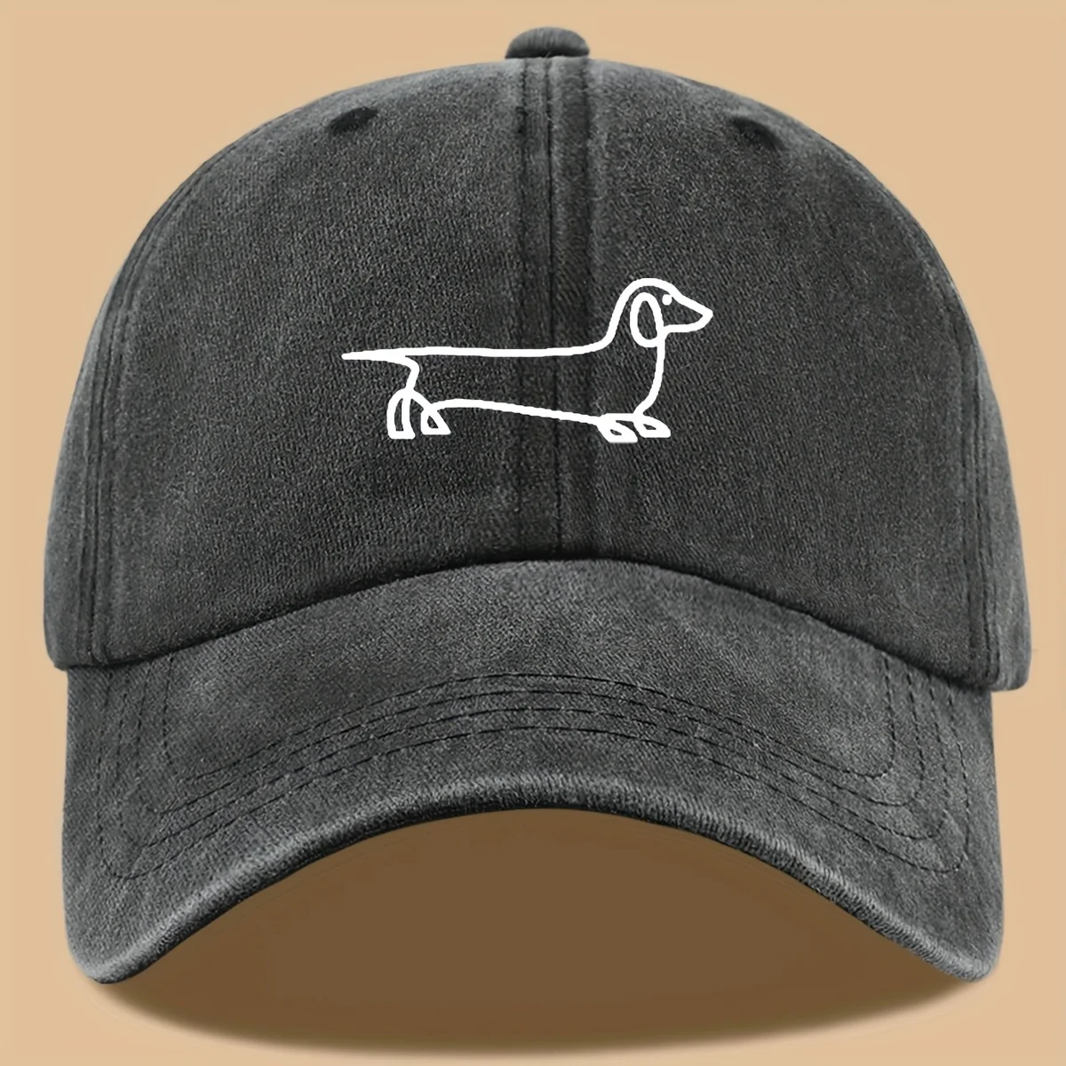 Simple dog print baseball cap, versatile for both men and women, suitable for outdoor travel as a hat for pet enthusiasts