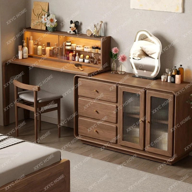 dresser integrated bedroom solid wood corner desk simple modern bedside storage small dressing table