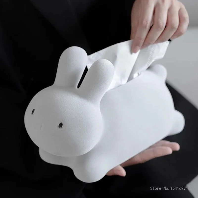 Creative Modern European Art Rabbit Tissue Box Luxury Tea Dining Table Living Room Bedroom Hotel Decoration Napkin Box 1Pc