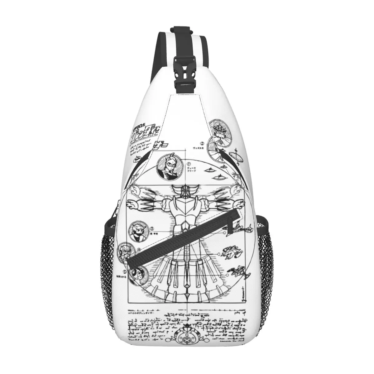 

189 Grendizer DaVinci Sling Bag Chest Crossbody Shoulder Backpack Outdoor Sports Daypacks UFO Robot Goldrake Printed Bag