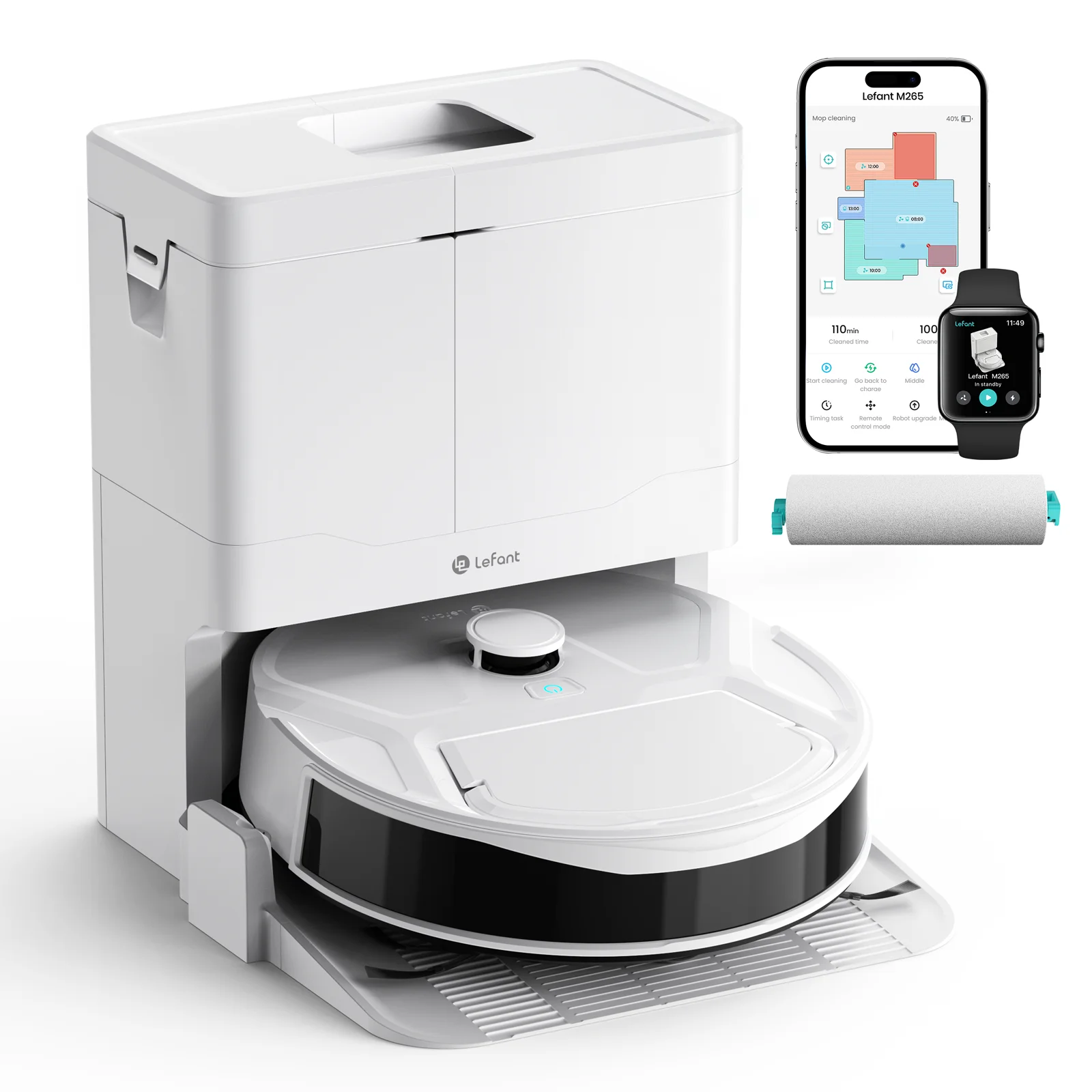 Lefant M265 natte en droge robotstofzuiger, 20000Pa, zelfreinigende natte roller, schoonwaterreiniging, laser dToF, anti-klitten, WiFi 2.4G/5G/Alexa/APP