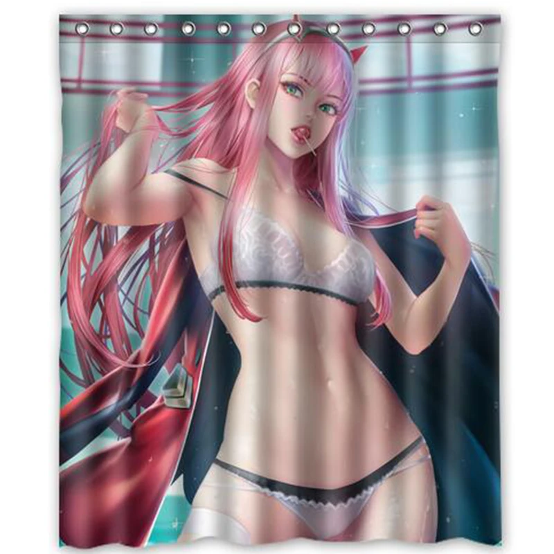 

150x180cm Anime Zero Two Ichigo Custom Polyester Waterproof Bath Shower Curtain Home Bathroom Decor