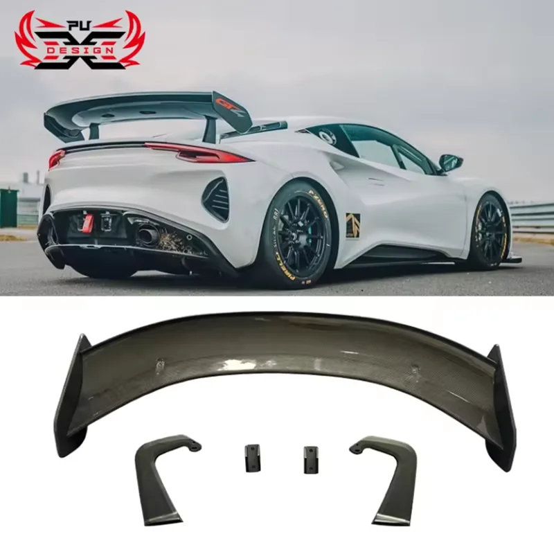 Dry Carbon Fiber GT4 Style Wing For Lotus Emira Trunk Spoiler Lip Splitter Body Kit