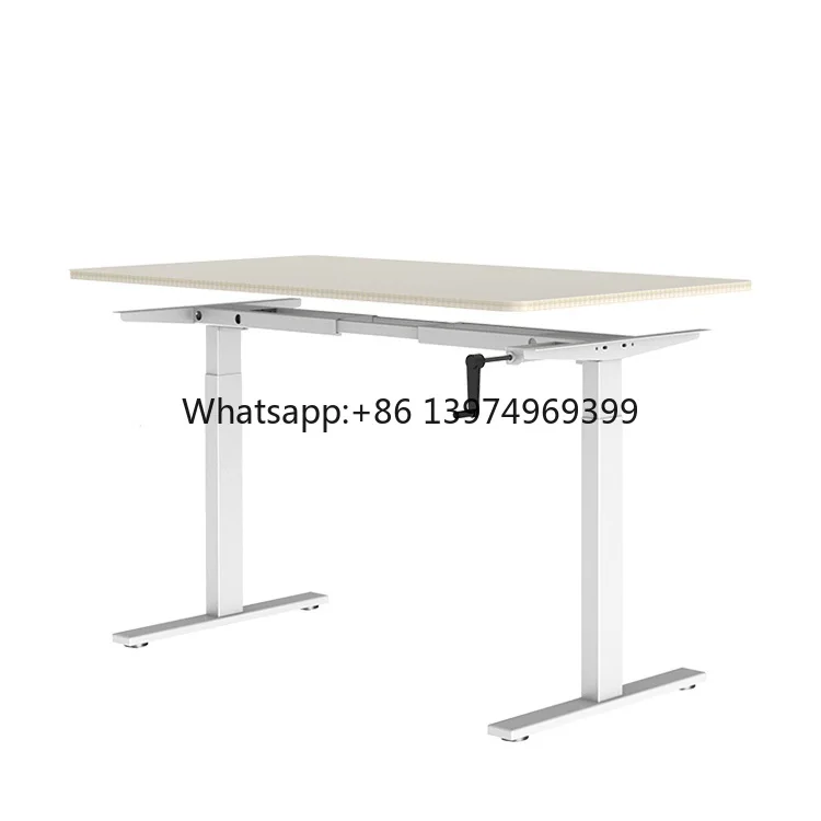 Ergonomic Office Height Adjustable Standing Table Manual Metal Crank Lifting Frame Desk